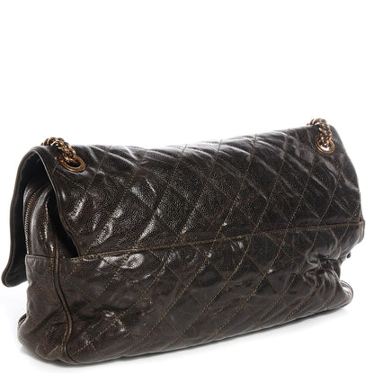 Chanel Crumpled Grained Calfskin Maxi Shiva Flap Khaki 3 of 9