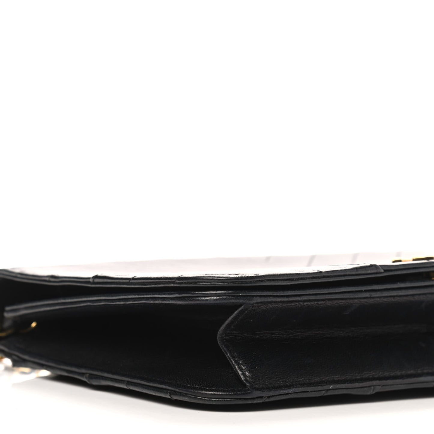 Lambskin Chevron Quilted Small Single Flap Black