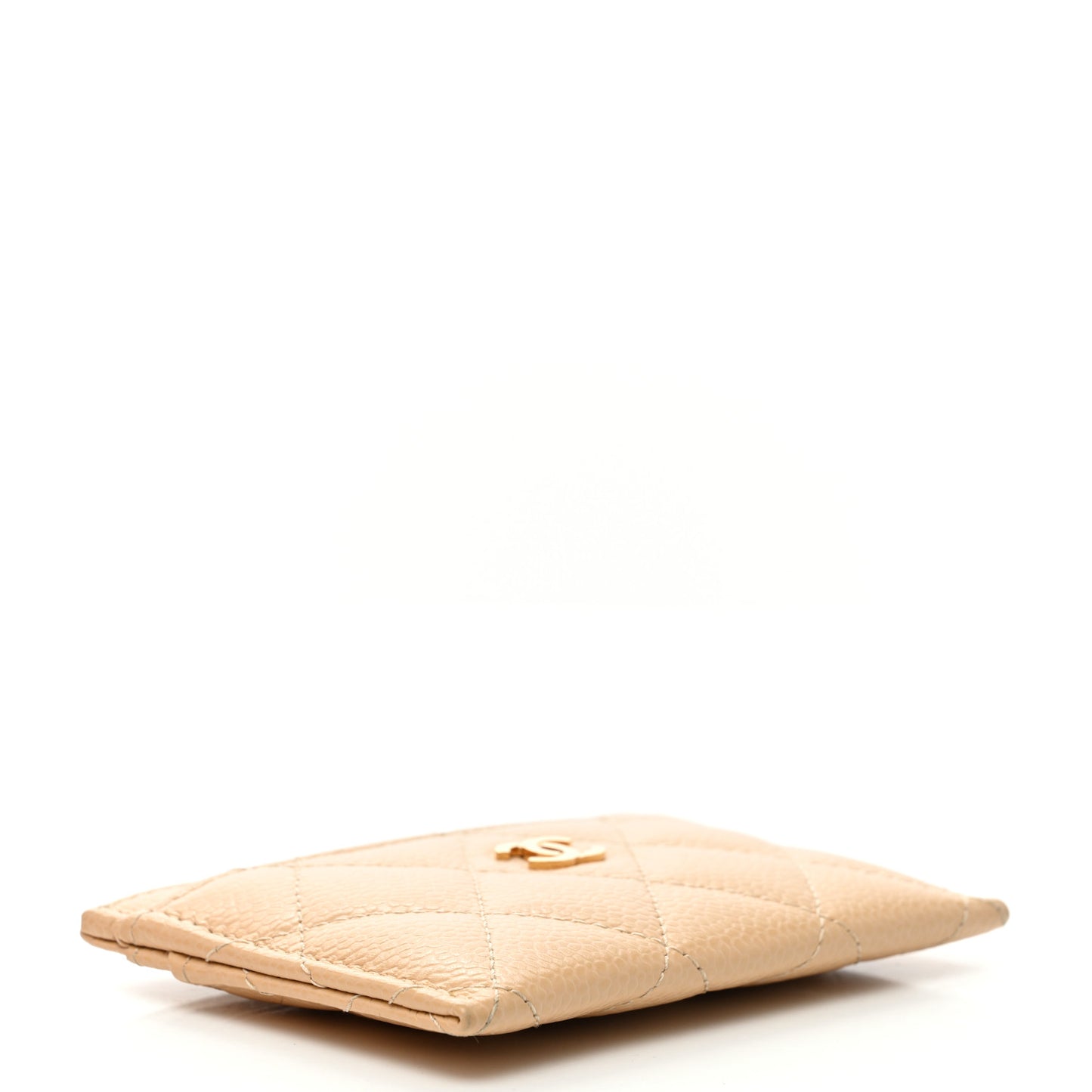 Caviar Quilted Card Holder Beige