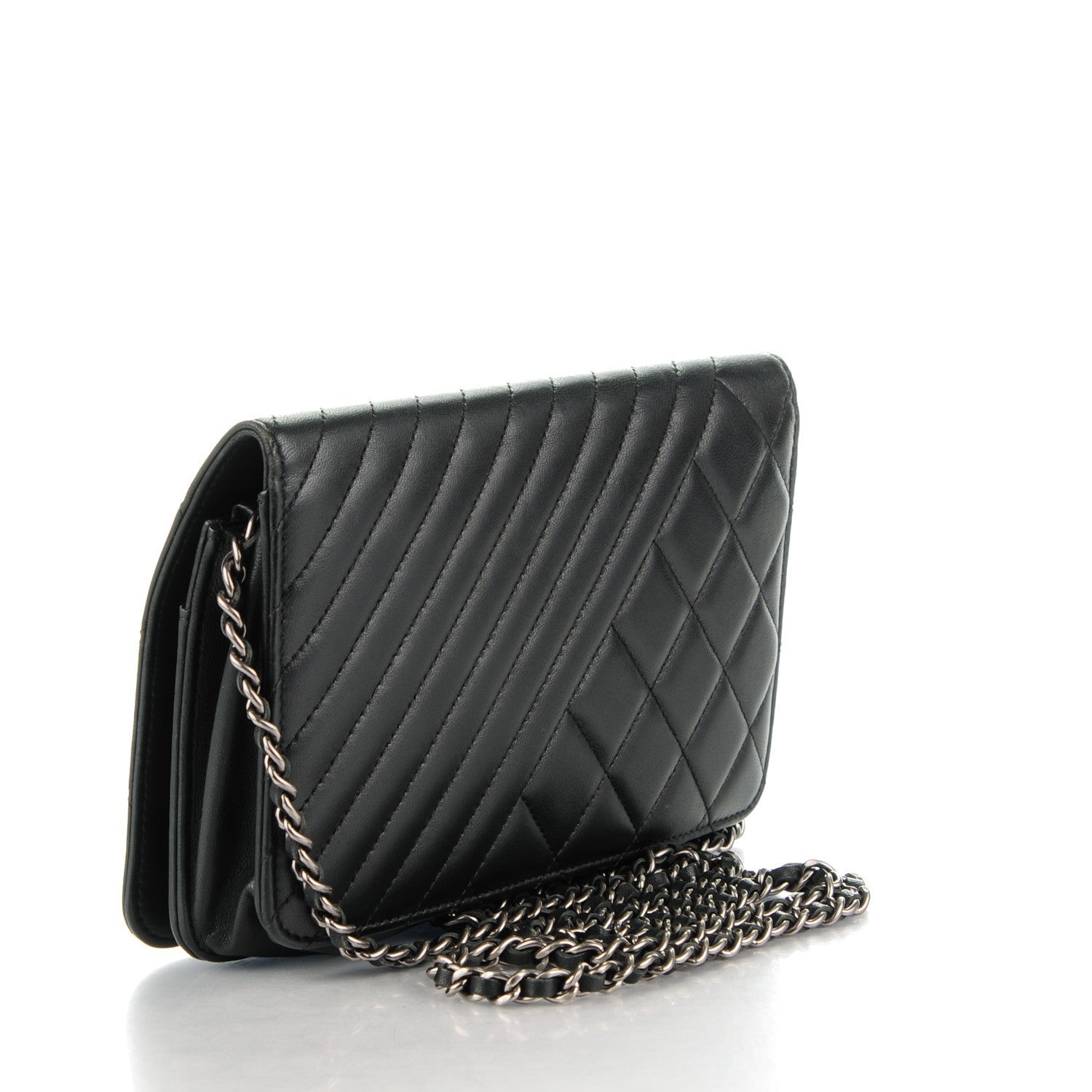Chanel Lambskin Quilted Coco Boy Wallet On Chain WOC Black 3 of 8