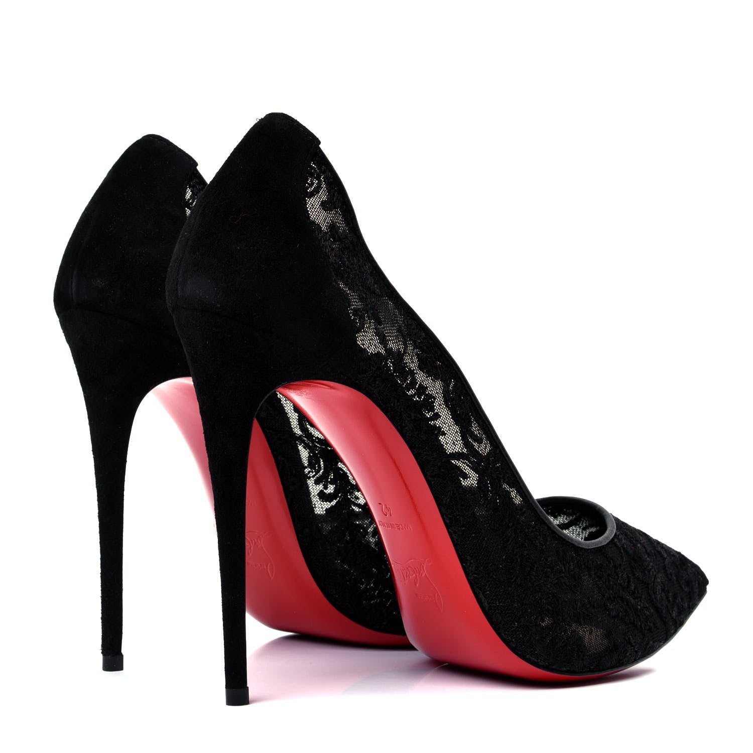 Christian Louboutin Veau Velours Florale Lace Follies 100 Pumps 42 Black 3 of 10