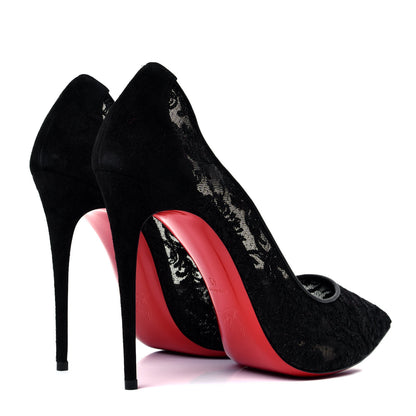 Christian Louboutin Veau Velours Florale Lace Follies 100 Pumps 42 Black 3 of 10