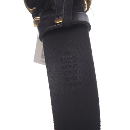Gucci Calfskin Brass Feline Buckle Belt 80 32 Black 3 of 7
