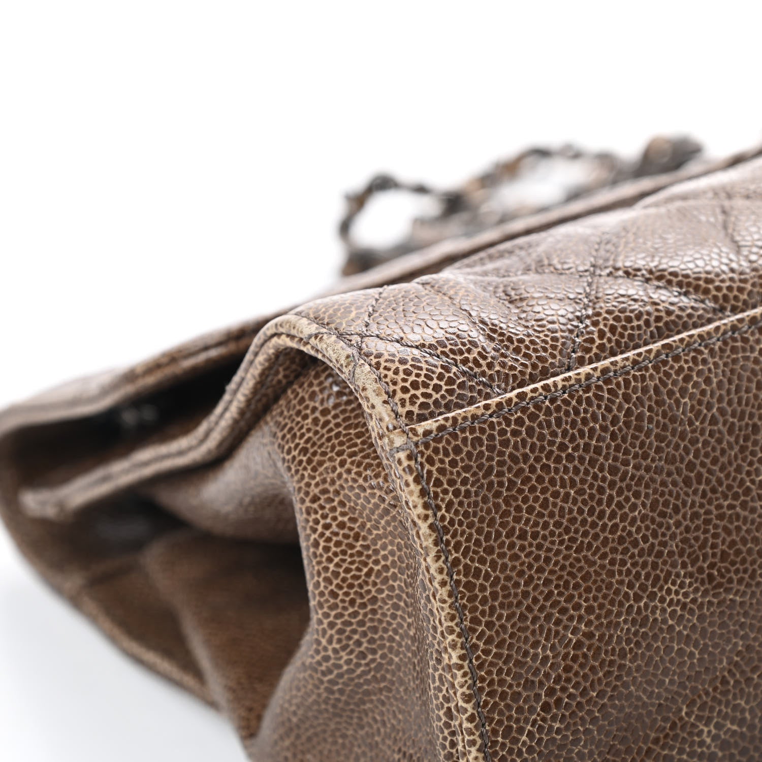 Chanel Crumpled Grained Calfskin Jumbo CC Crave Flap Beige 9 of 18