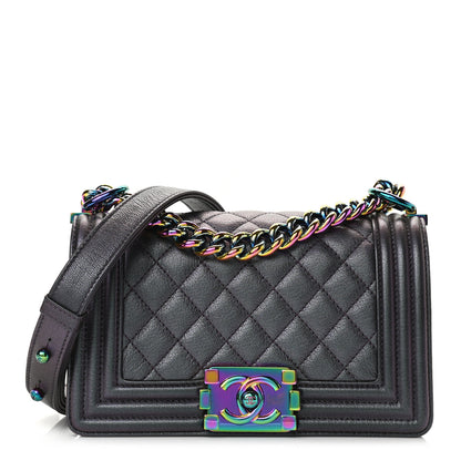 Chanel Iridescent Goatskin Quilted Small Boy Flap Purple 1 of 10
