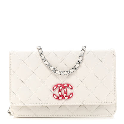 Chanel Caviar Quilted Chanel 19 Wallet On Chain WOC White Pink 1 of 12
