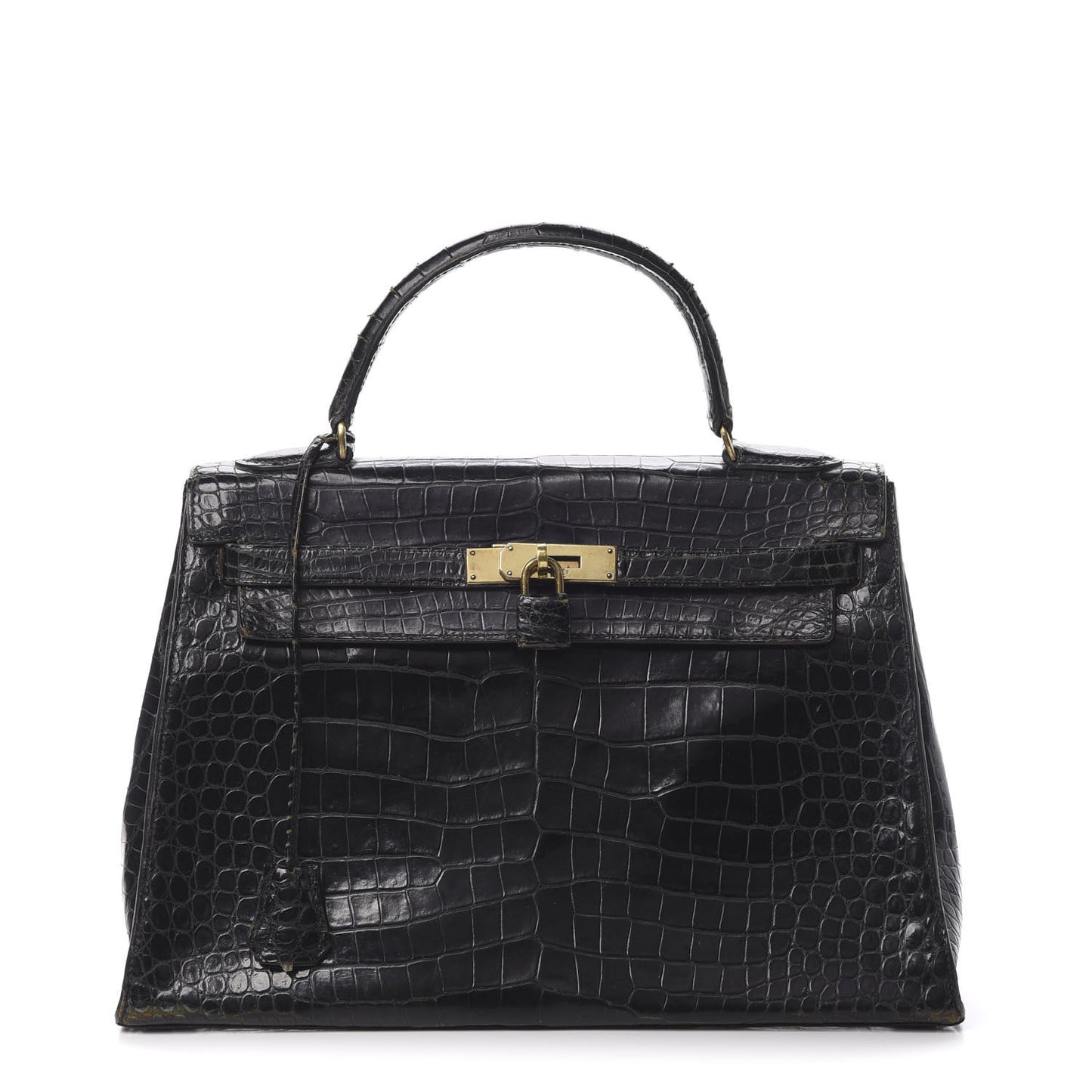 Shiny Porosus Crocodile Kelly Sellier 32 Black