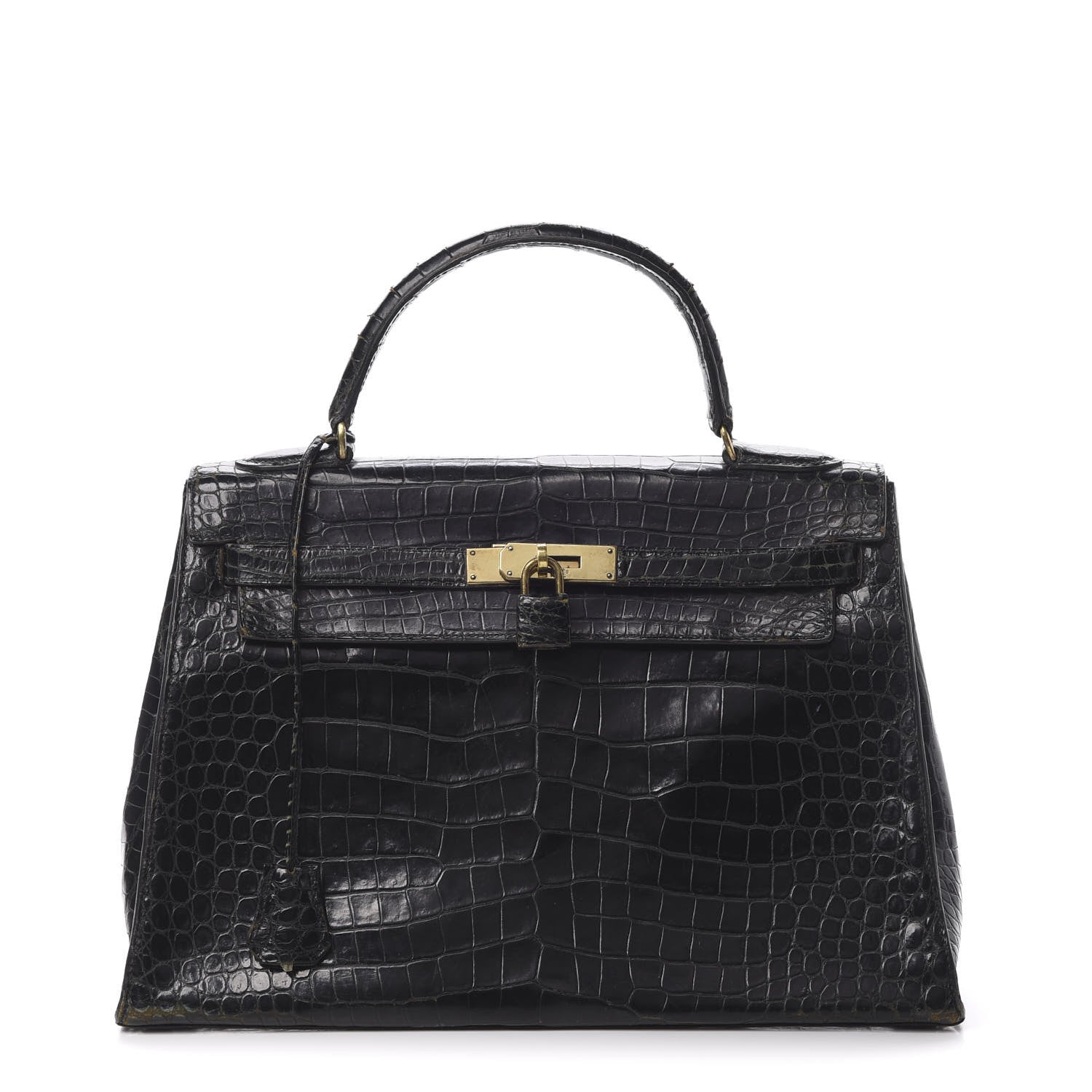 Hermes Shiny Porosus Crocodile Kelly Sellier 32 Black 1 of 50