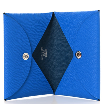 Hermes Epsom Verso Calvi Card Case Bleu Hydra Deep Blue 5 of 7