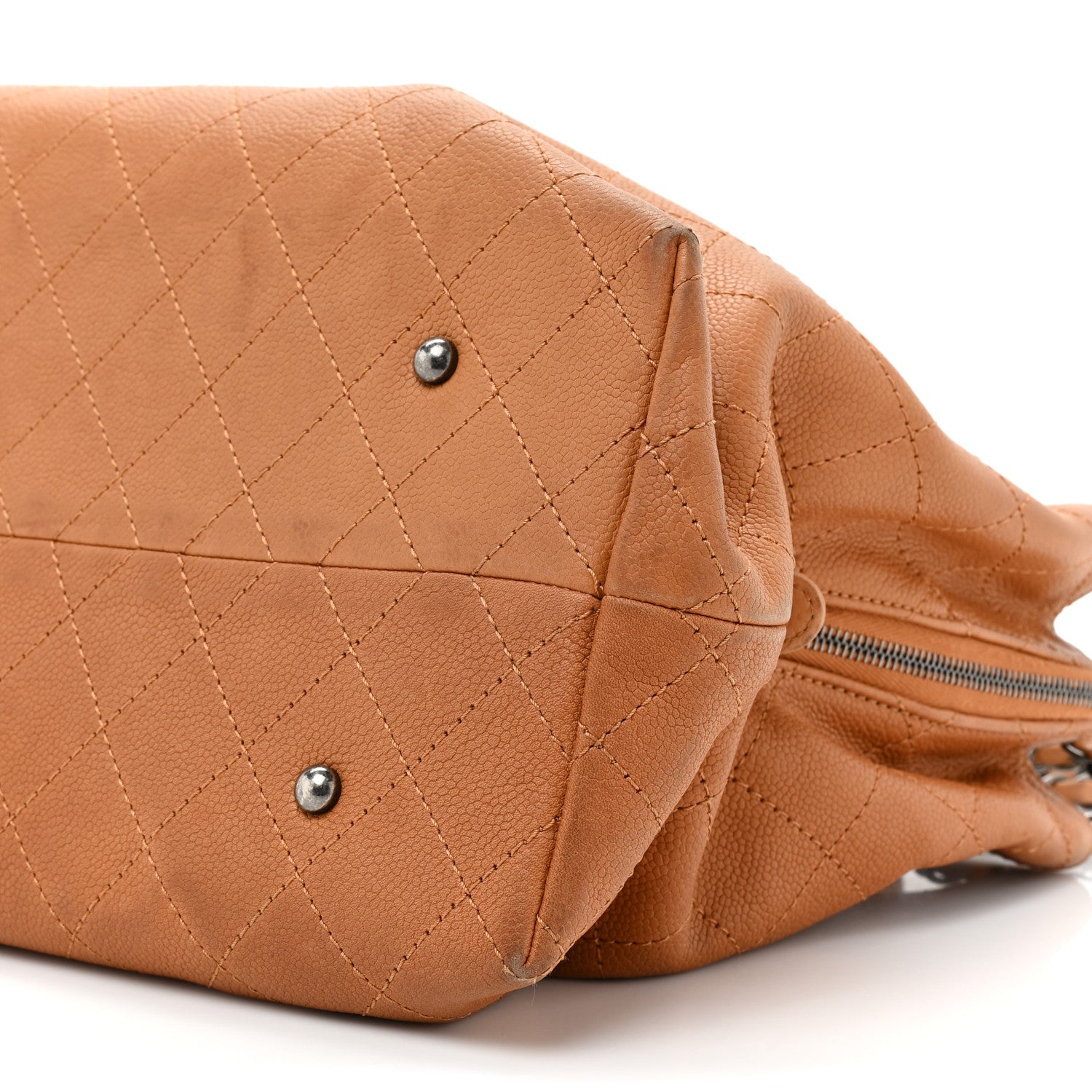 Chanel Grained Vegetal Calfskin Stitched Shopping Tote Tan 10 of 23