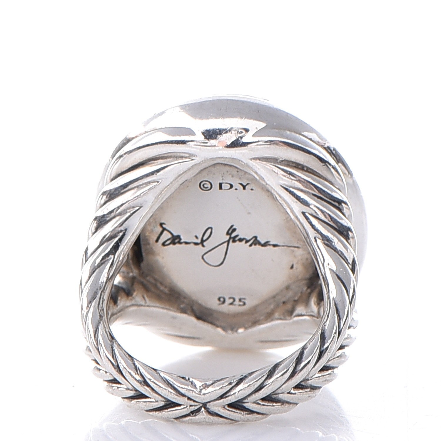 David Yurman Sterling Silver Diamond Black Orchid 26mm Signature Oval Ring 54 7 4 of 7