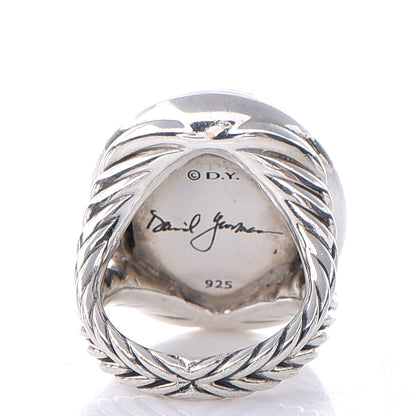 David Yurman Sterling Silver Diamond Black Orchid 26mm Signature Oval Ring 54 7 4 of 7