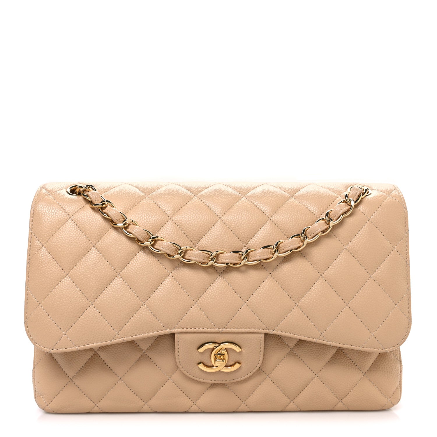 Chanel Caviar Quilted Jumbo Double Flap Beige 1 of 9