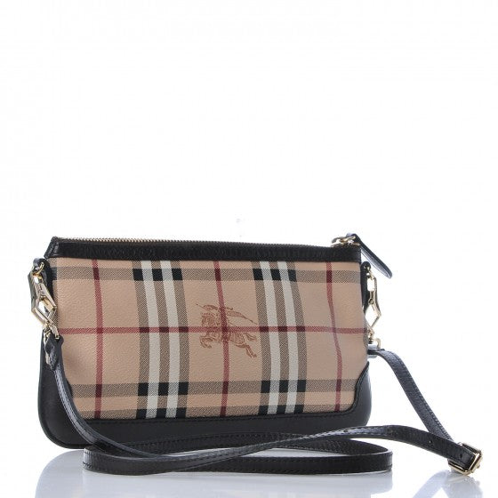 Burberry Haymarket Check Small Peyton Crossbody Clutch Bag Chocolate 3 of 8