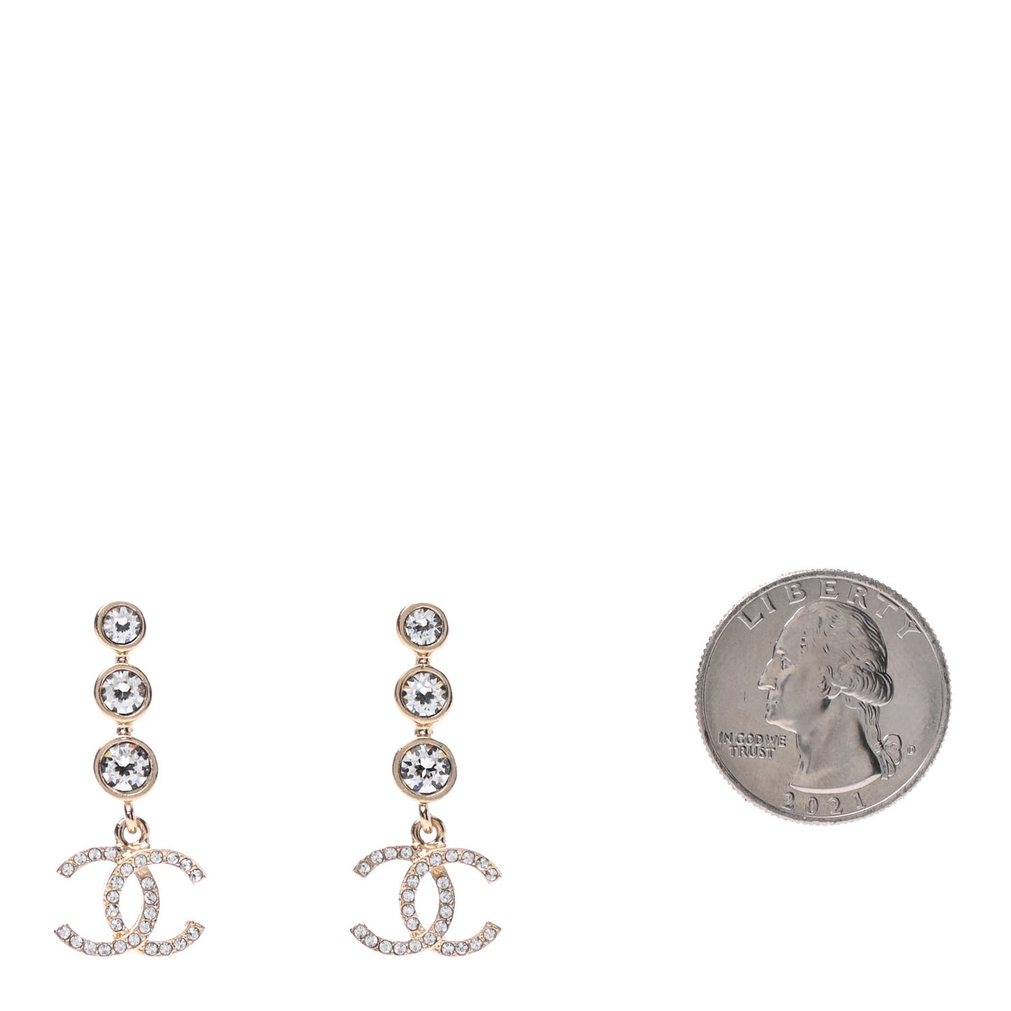 Crystal CC Drop Earrings Gold