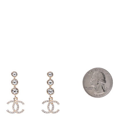 Chanel Crystal CC Drop Earrings Gold 2 of 4