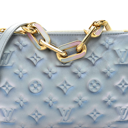 Louis Vuitton Metallic Lambskin Embossed Monogram Coussin BB Blue 9 of 15
