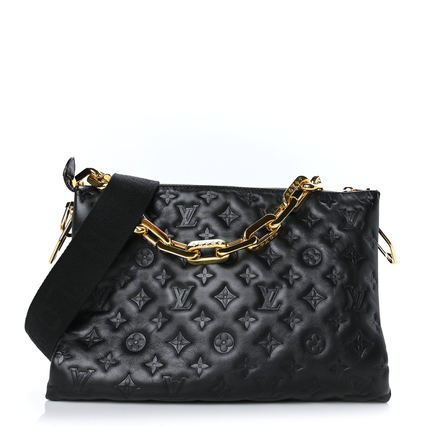 Lambskin Embossed Monogram Coussin MM Black