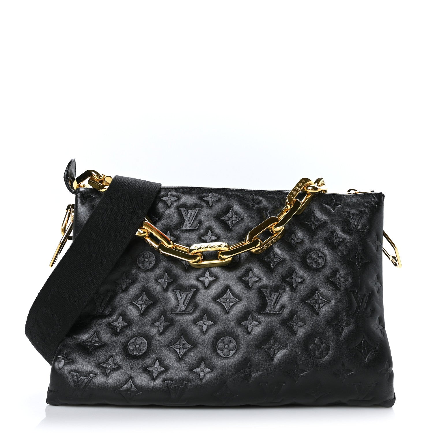 Louis Vuitton Lambskin Embossed Monogram Coussin MM Black 1 of 11
