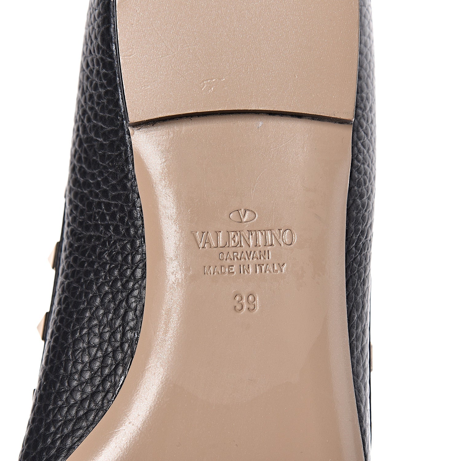 Valentino Garavani Pebbled Calfskin Rockstud Ballerina Flats 39 Black 6 of 12