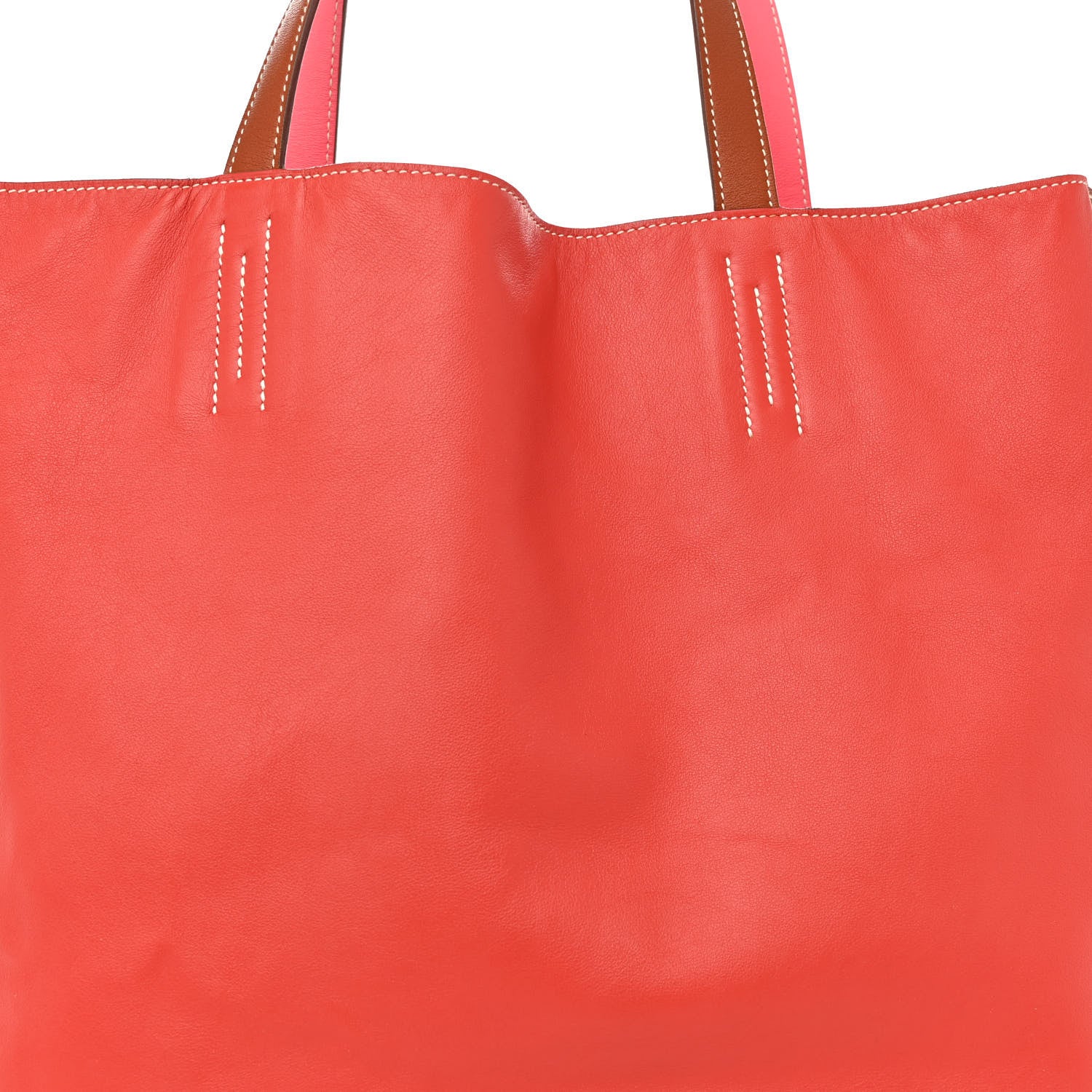 Hermes Veau Sikkim Swift Double Sens 30 Reversible Tote Gold Rose Azalee Rouge Casaque Brique 10 of 16