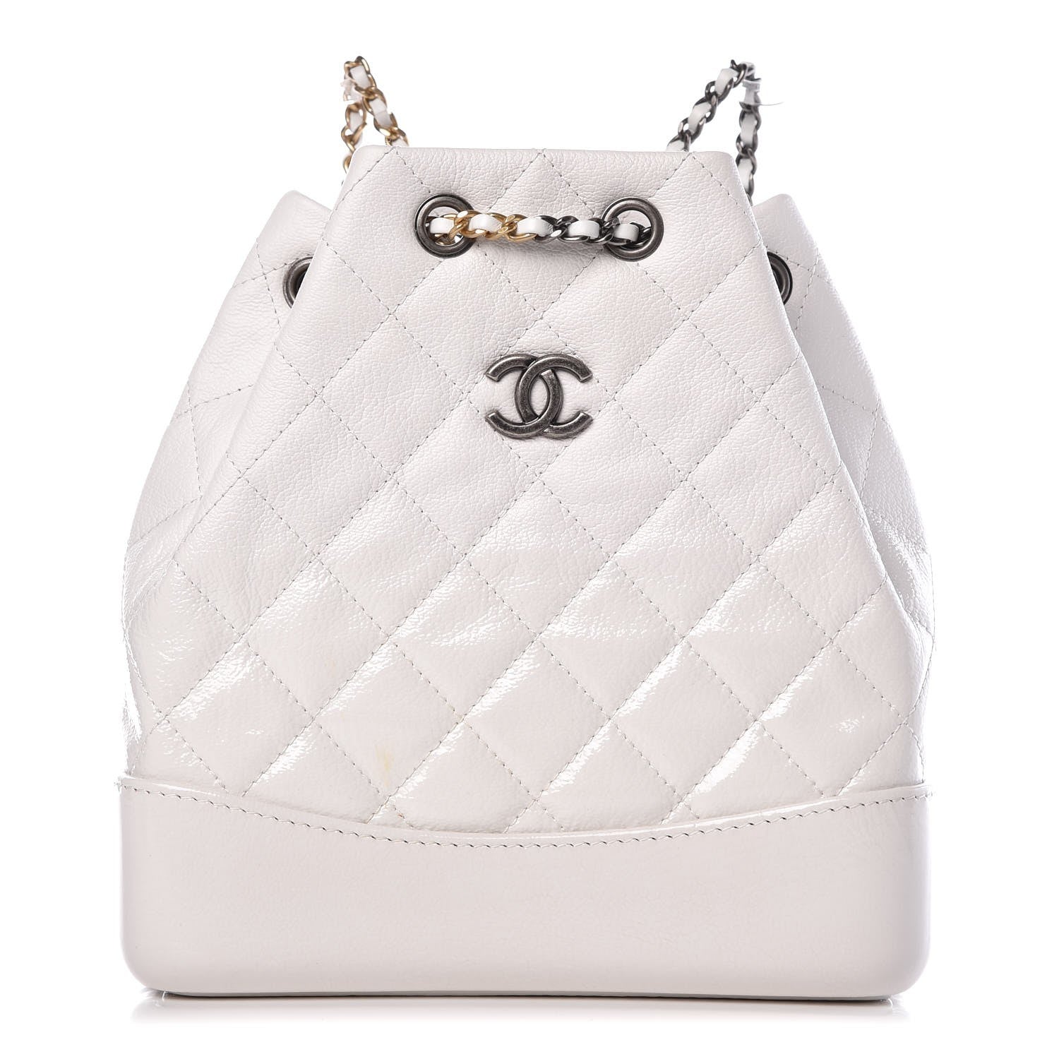 Chanel Patent Goatskin Quilted Small Gabrielle Backpack White 1 of 9