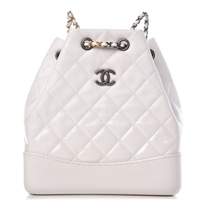 Chanel Patent Goatskin Quilted Small Gabrielle Backpack White 1 of 9