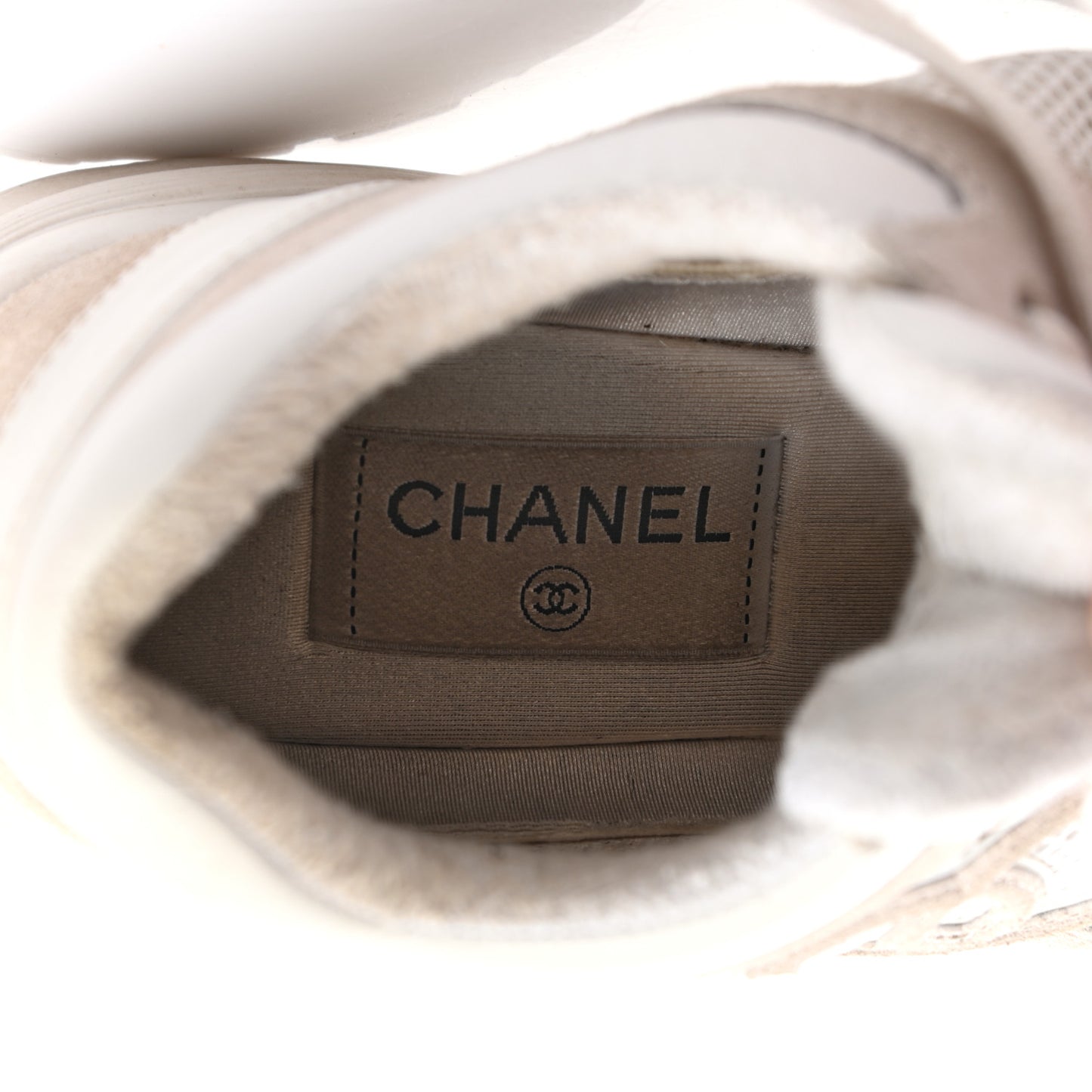 Suede Calfskin Fabric CC Sneakers 38 White