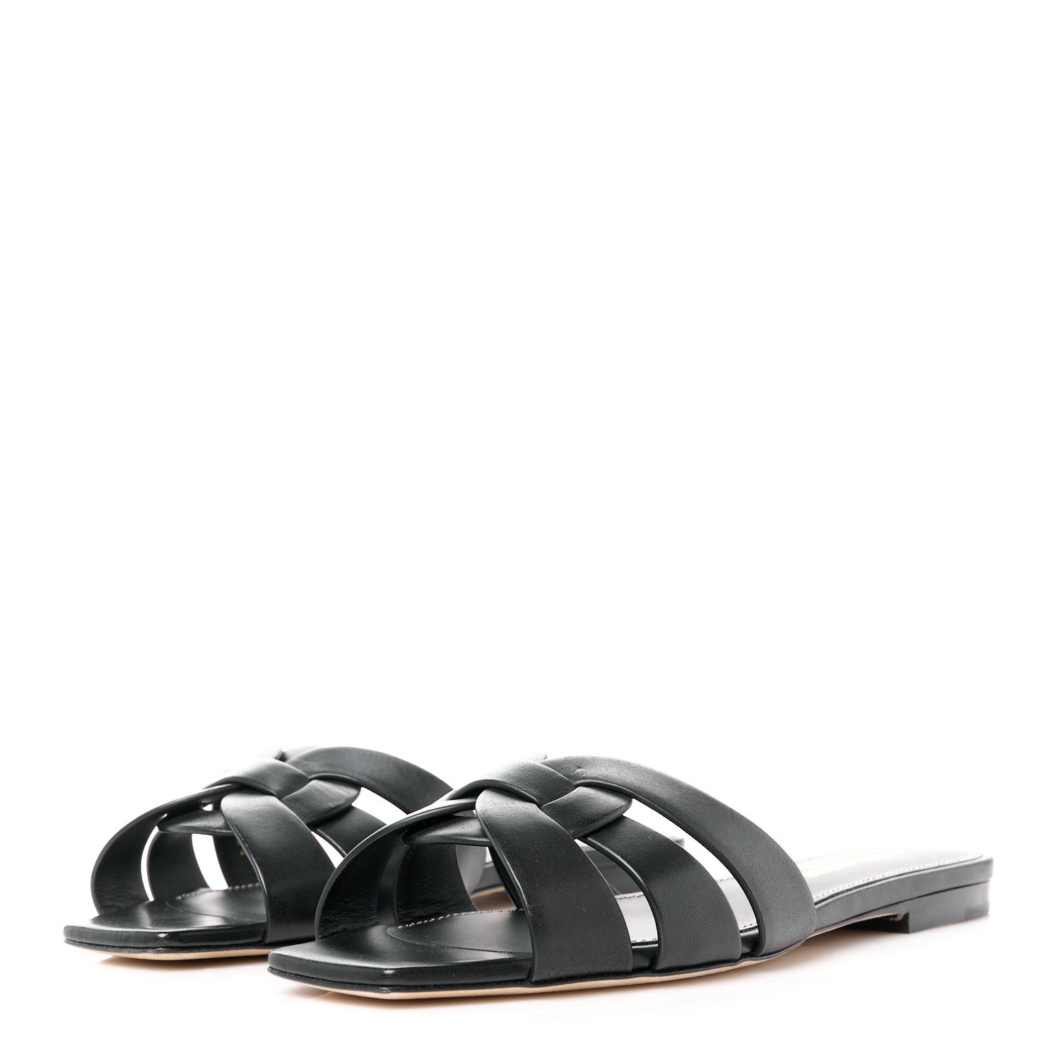 Saint Laurent Calfskin Tribute 05 Slide Sandals 36 Black 3 of 9