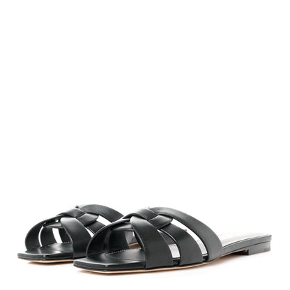 Saint Laurent Calfskin Tribute 05 Slide Sandals 36 Black 3 of 9