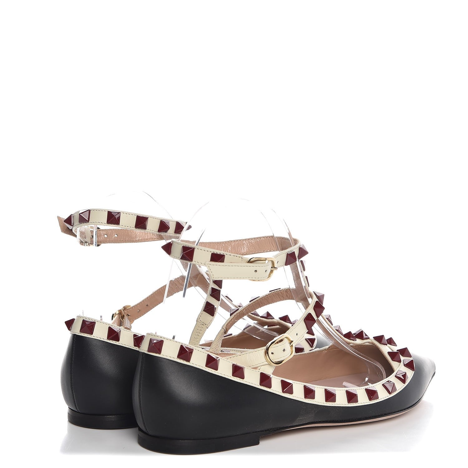 Valentino Garavani Nappa Rockstud Cage Ballerina Flats 36 Black Powder 4 of 8