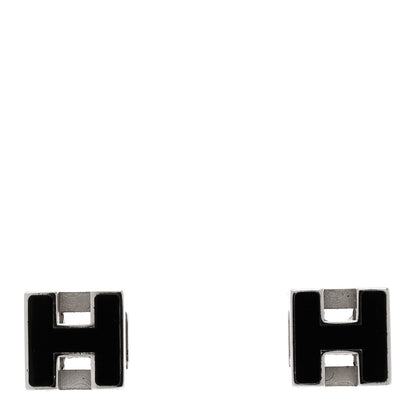 Hermes Palladium Lacquered Cage d'H Earrings Black 1 of 4