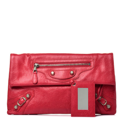 Balenciaga Agneau Giant 12 Silver Hardware Envelope Clutch Rose Thulian 1 of 6