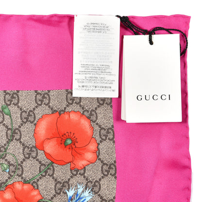 Gucci Silk Twill GG Monogram Flora Fluo GG Square Scarf Beige Pink 4 of 4