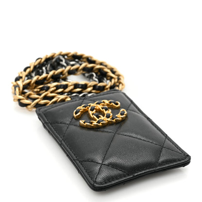 Chanel Goatskin Quilted Chanel 19 Card Holder On Chain Black 4 of 9