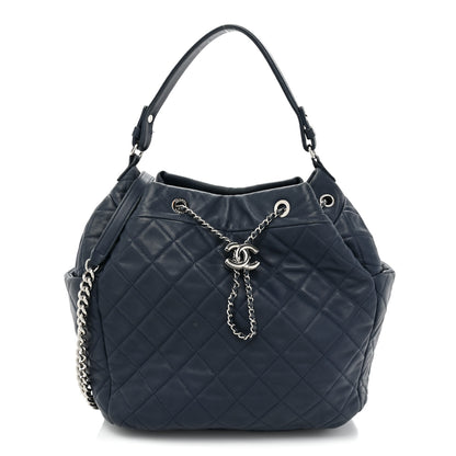 Chanel Lambskin Quilted CC Chain Drawstring Tote Blue 1 of 19