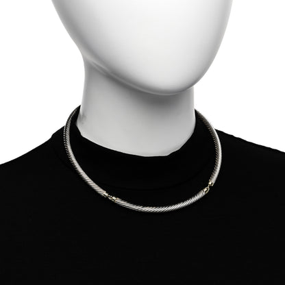 David Yurman Sterling Silver 14K Yellow Gold Cable Metro Collar Necklace 2 of 4