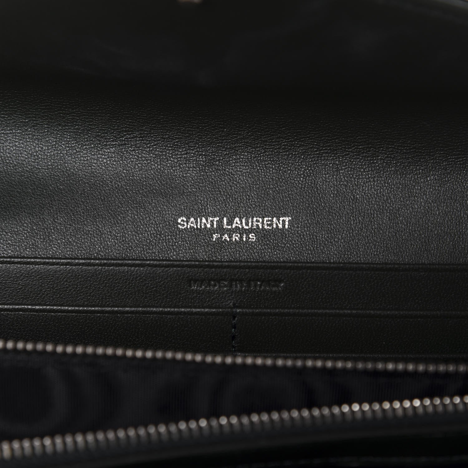 Saint Laurent Lambskin Y Quilted Monogram Large Loulou Flap Wallet Black 6 of 8