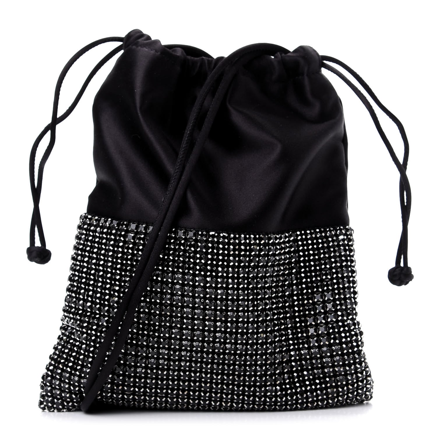 Alexander Wang Lambskin Crystal Rhinestone Ryan Mini Drawstring Bag Black 1 of 9