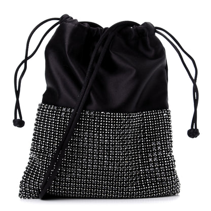 Alexander Wang Lambskin Crystal Rhinestone Ryan Mini Drawstring Bag Black 1 of 9