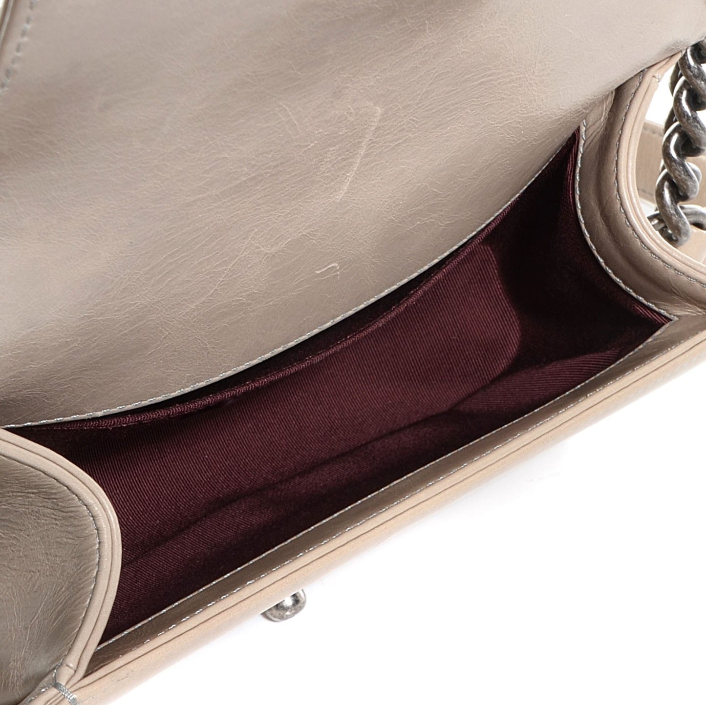 Calfskin Small Boy Chained Flap Beige