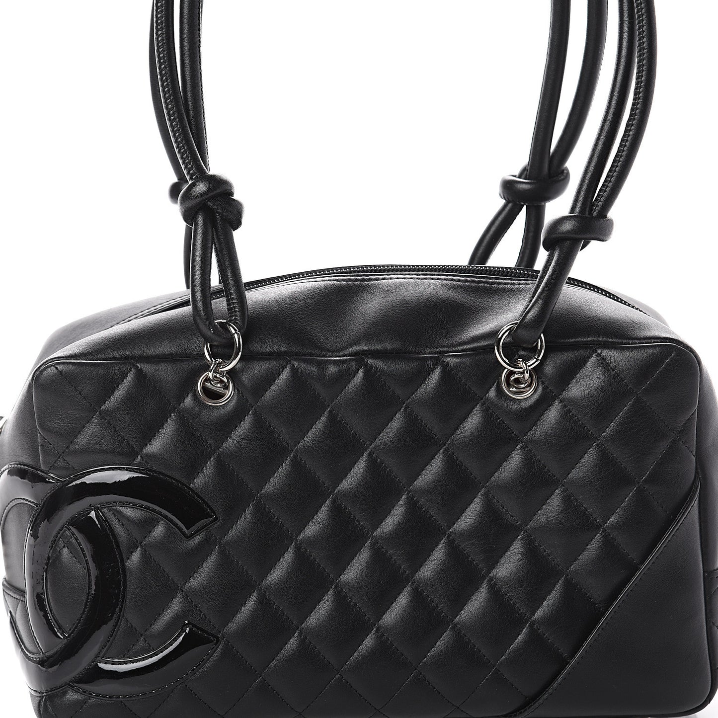 Calfskin Quilted Large Cambon Bowler Black