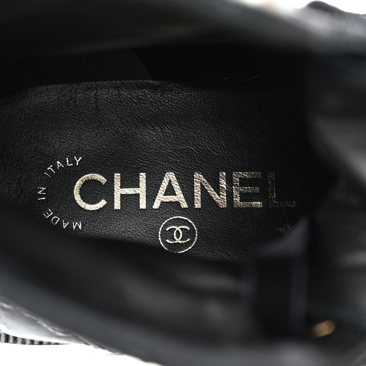 Chanel Tweed Grosgrain CC Combat Short Boots 38.5 Black 7 of 8