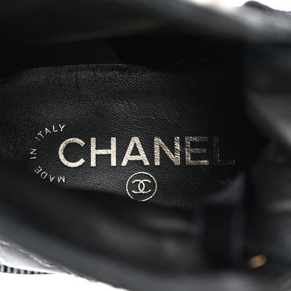 Chanel Tweed Grosgrain CC Combat Short Boots 38.5 Black 7 of 8