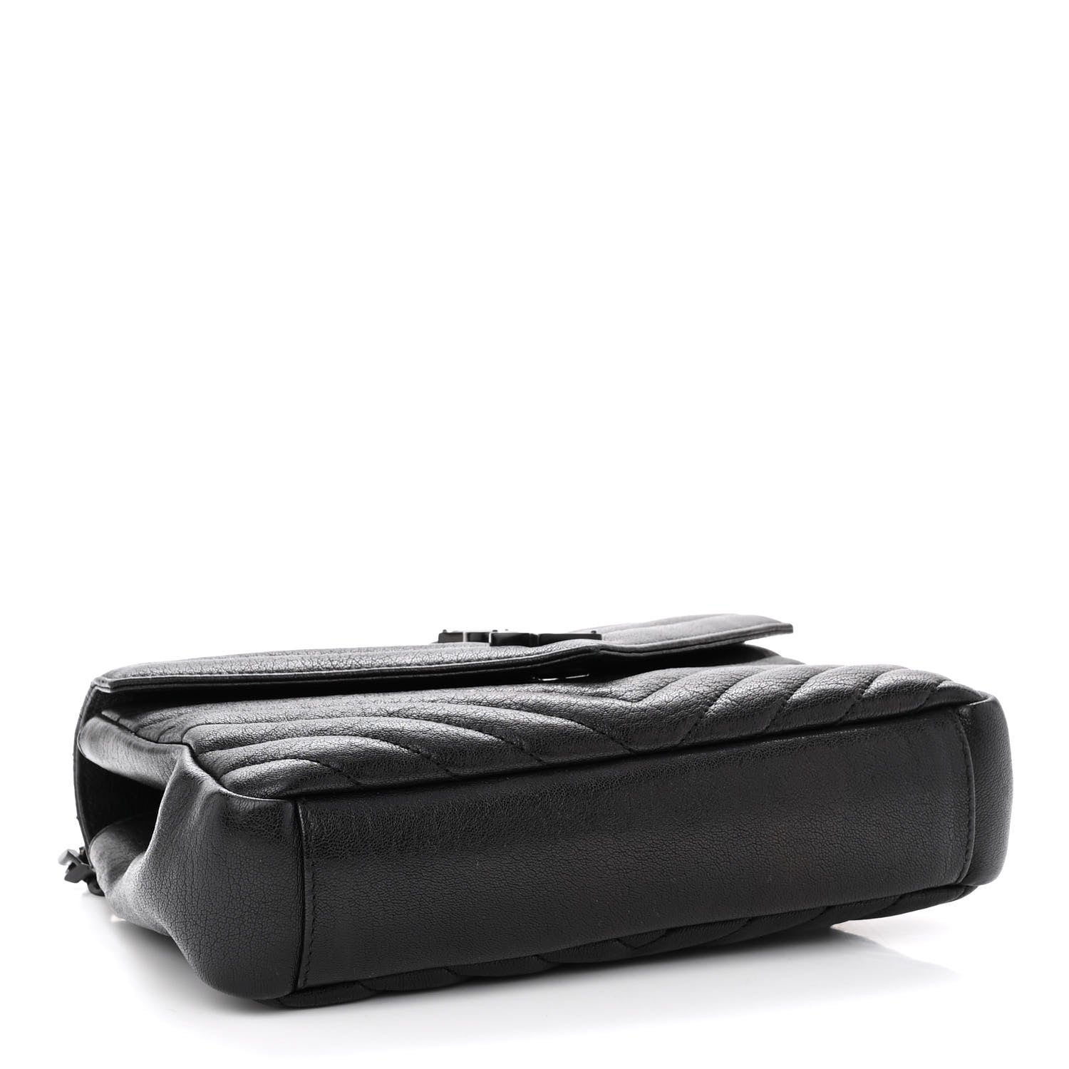 Saint Laurent Sheepskin Matelasse Chevron Monogram Monochrome Medium College Bag Black 4 of 11