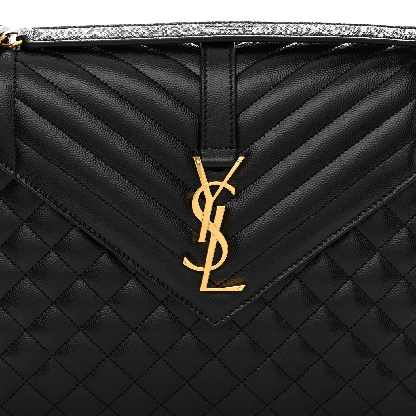 Grain De Poudre Textured Mixed Matelasse Large Triquilt Monogram Satchel Black