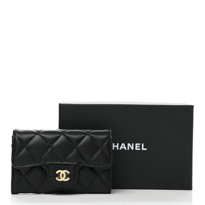 Chanel Lambskin Quilted Flap Card Holder Wallet Black 9 of 9