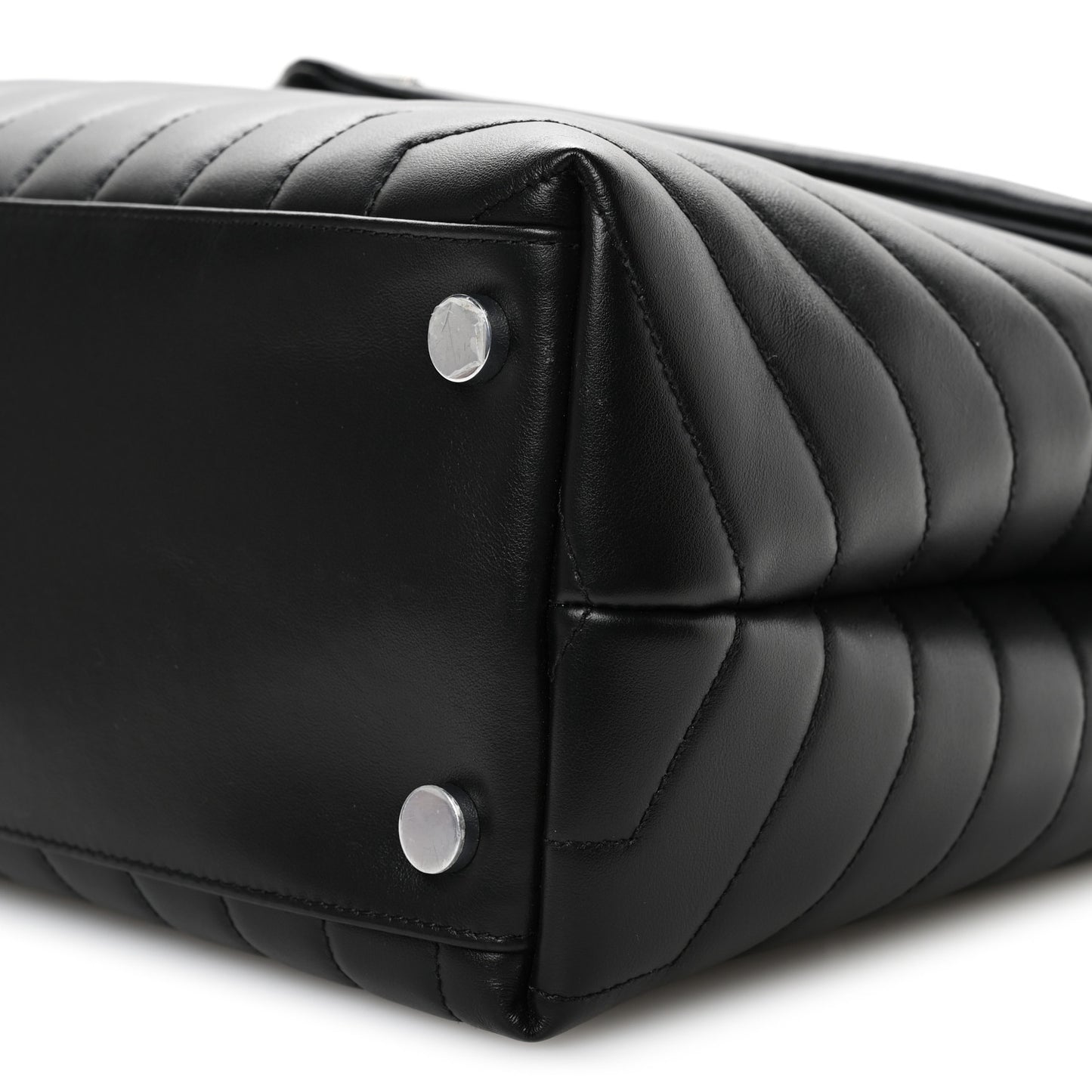 Calfskin Y Quilted Monogram Large Loulou Chain Satchel Black