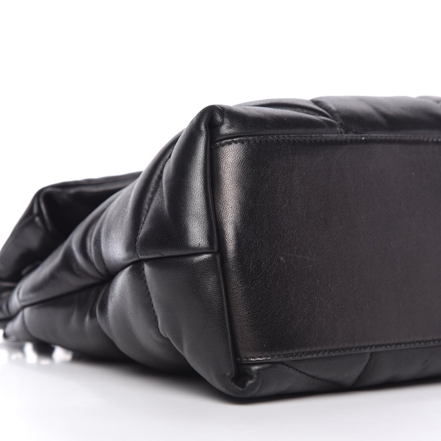 Lambskin Quilted Medium Loulou Puffer Monogram Chain Satchel Black