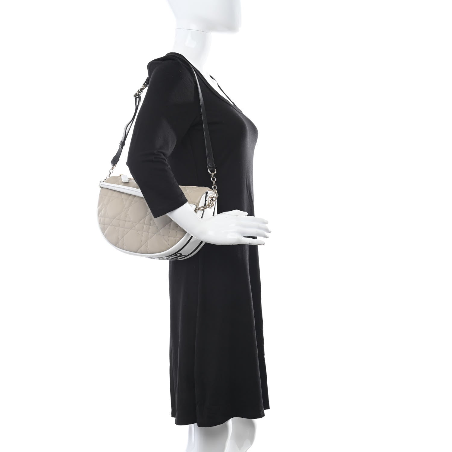 Christian Dior Lambskin Cannage Medium Dior Vibe Hobo Bag Beige 2 of 10